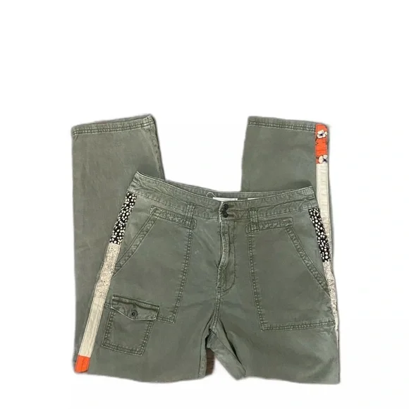 Olive Green Cargo Pants with Side Stripes - Picture 3 of 10